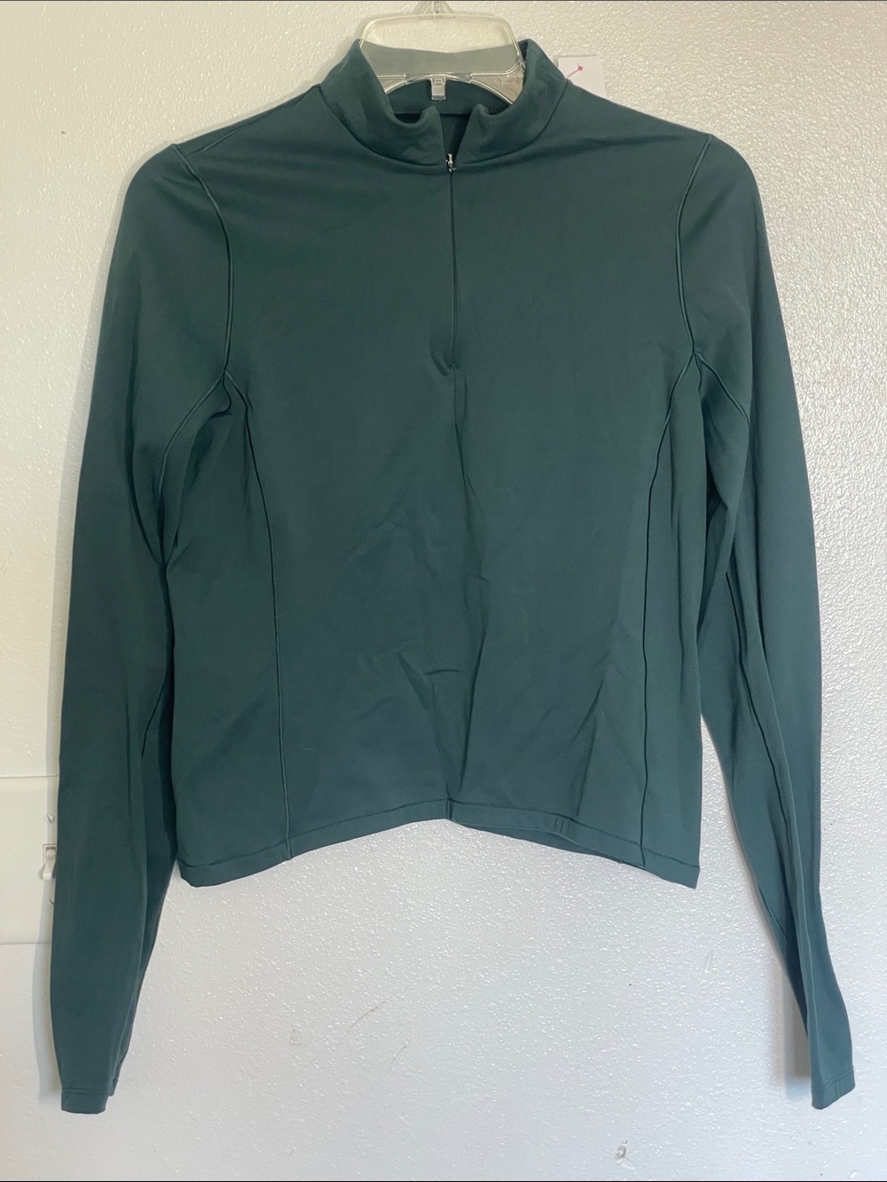 SPANX Long-Sleeve Half-Zip Top in Teal Green